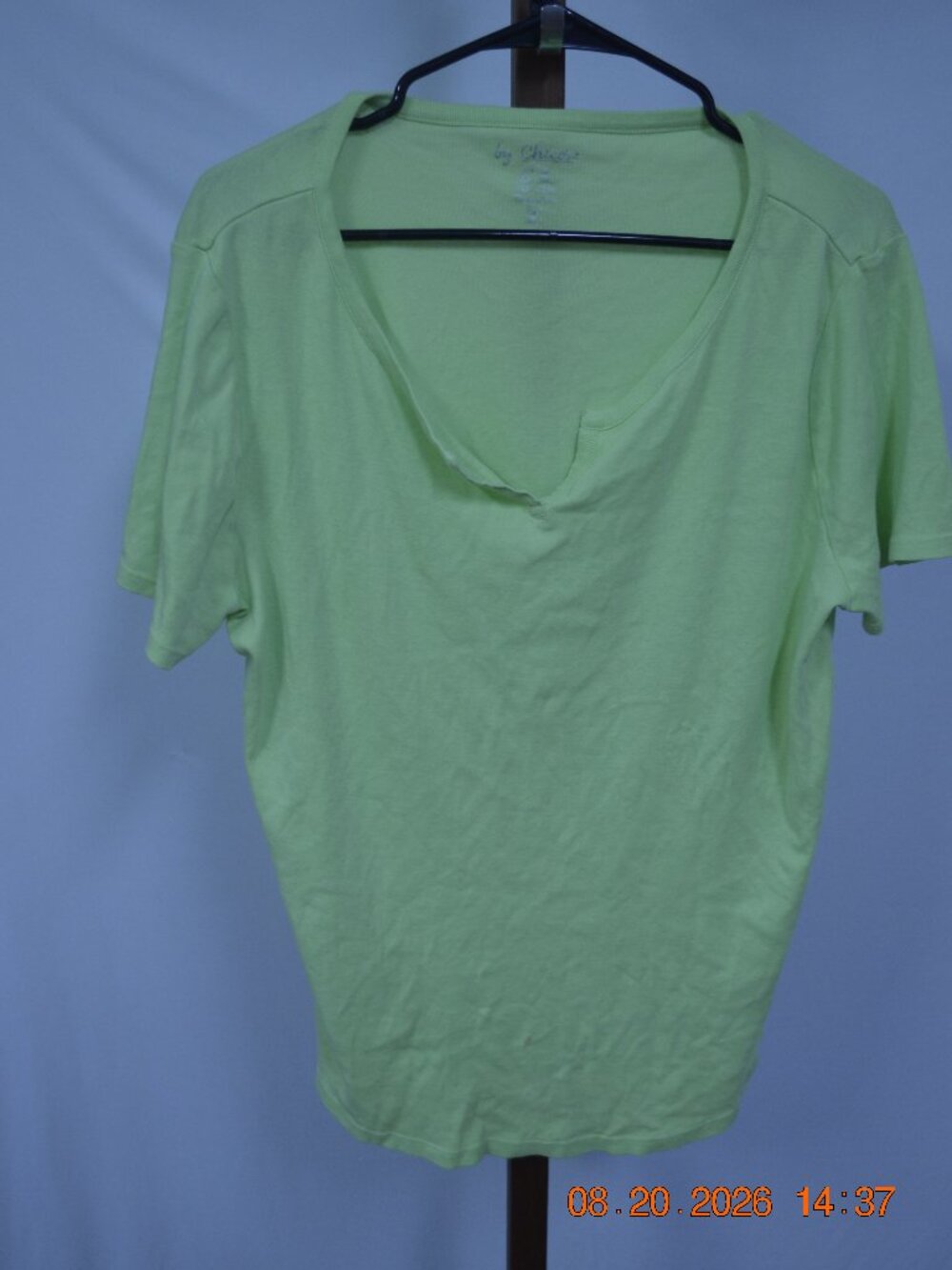 Chico's Women's XL Lime Green V-Neck Stretch T-Shirt Casual Flowy Top